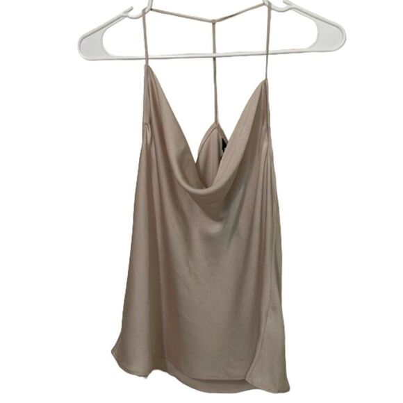 Express Neutral Beige Chiffon T-Back Camisole Top Womens Size Small NEW - Picture 1 of 8